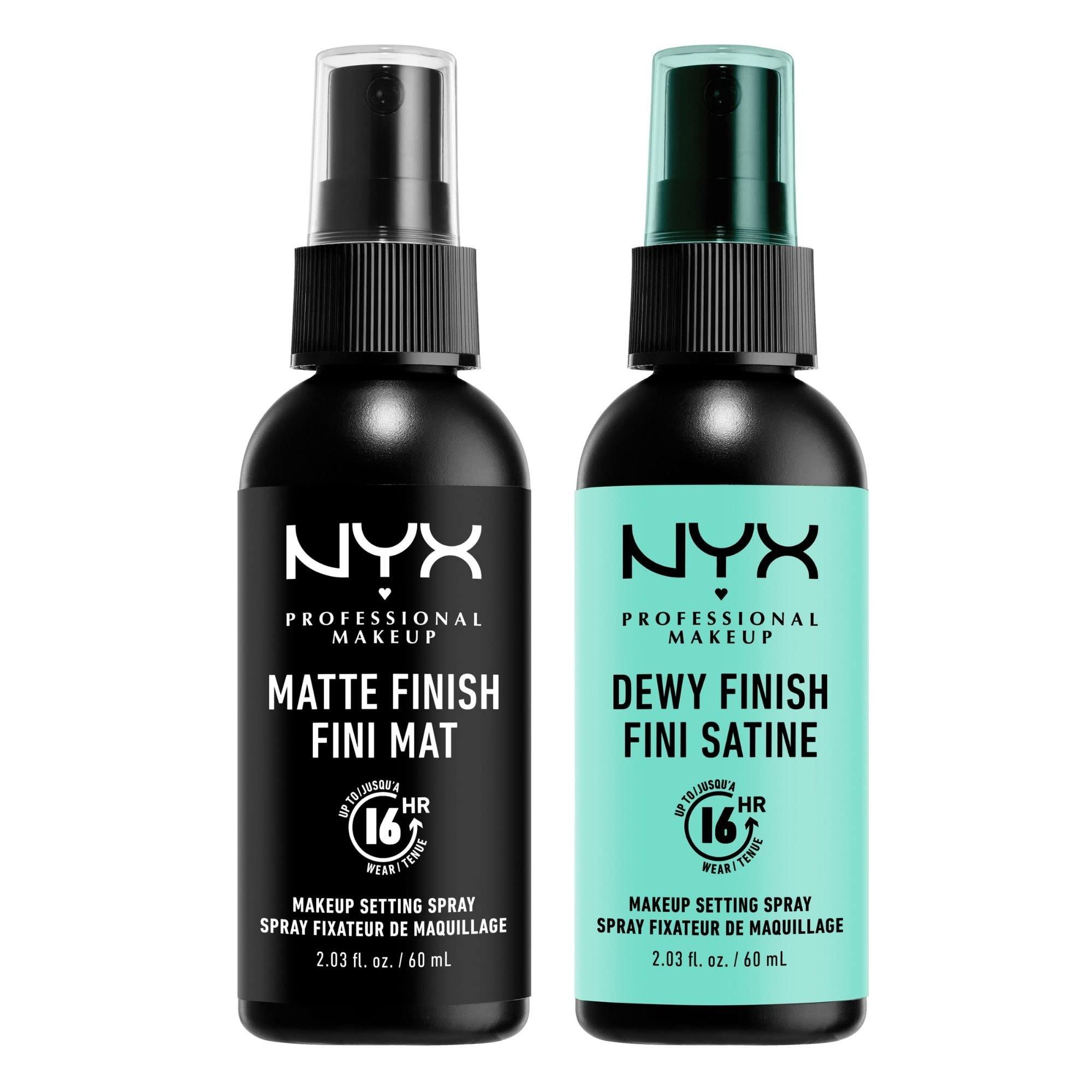 NYX PROFESSIONAL MAKEUP NYX PROFESSIONAL MAKEUP Makeup Setting Spray - Matte + Dewy Finish, Long-Lasting Face Mist for up to 16HR Wear, Vegan Formula (Pack Of 2)