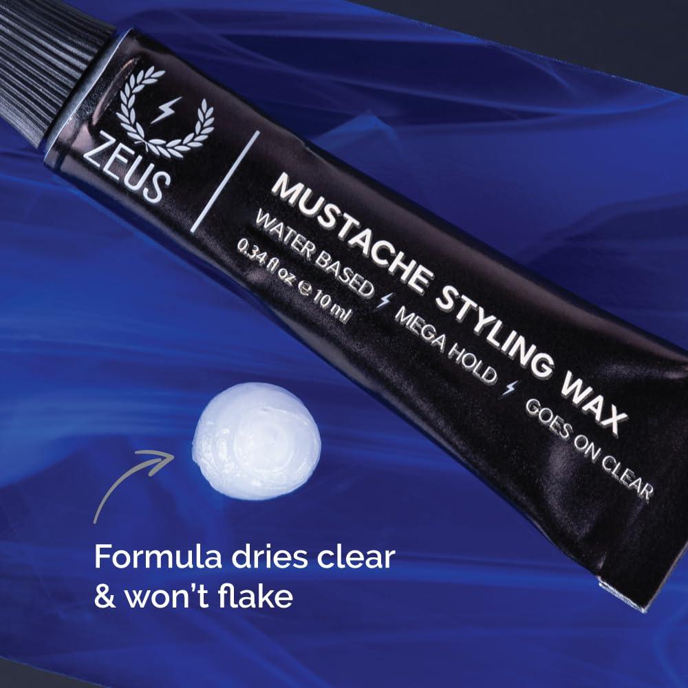 ZEUS ZEUS Mustache Styling Wax, Mega Hold Water Based Mustache Wax for Men (SINGLE)