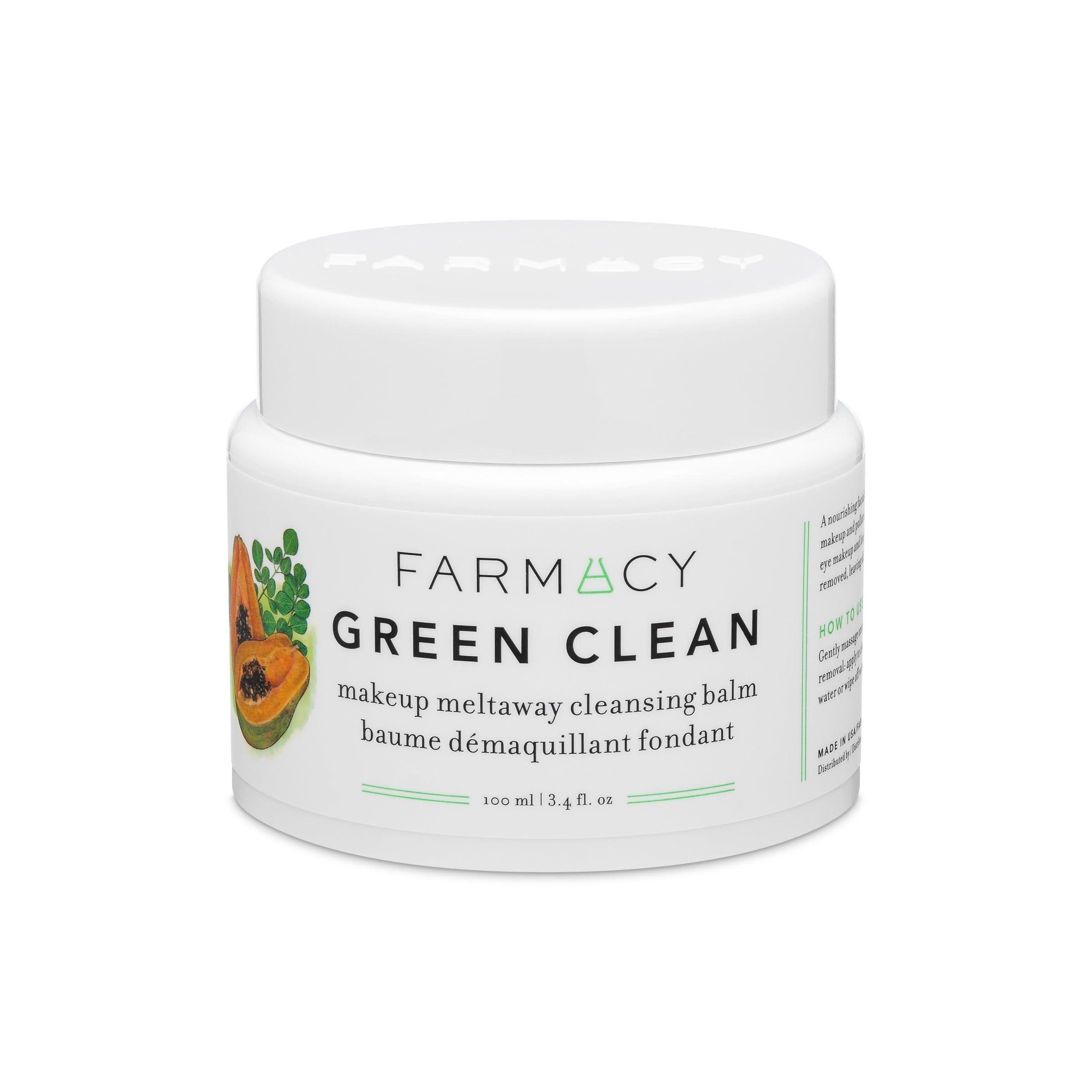 Farmacy Farmacy Makeup Remover Cleansing Balm - Green Clean Waterproof Makeup Remover + Oil Based Cleanser - Gentle Exfoliating Double Cleanser - Melts From Balm to Milky Lather (100ml)