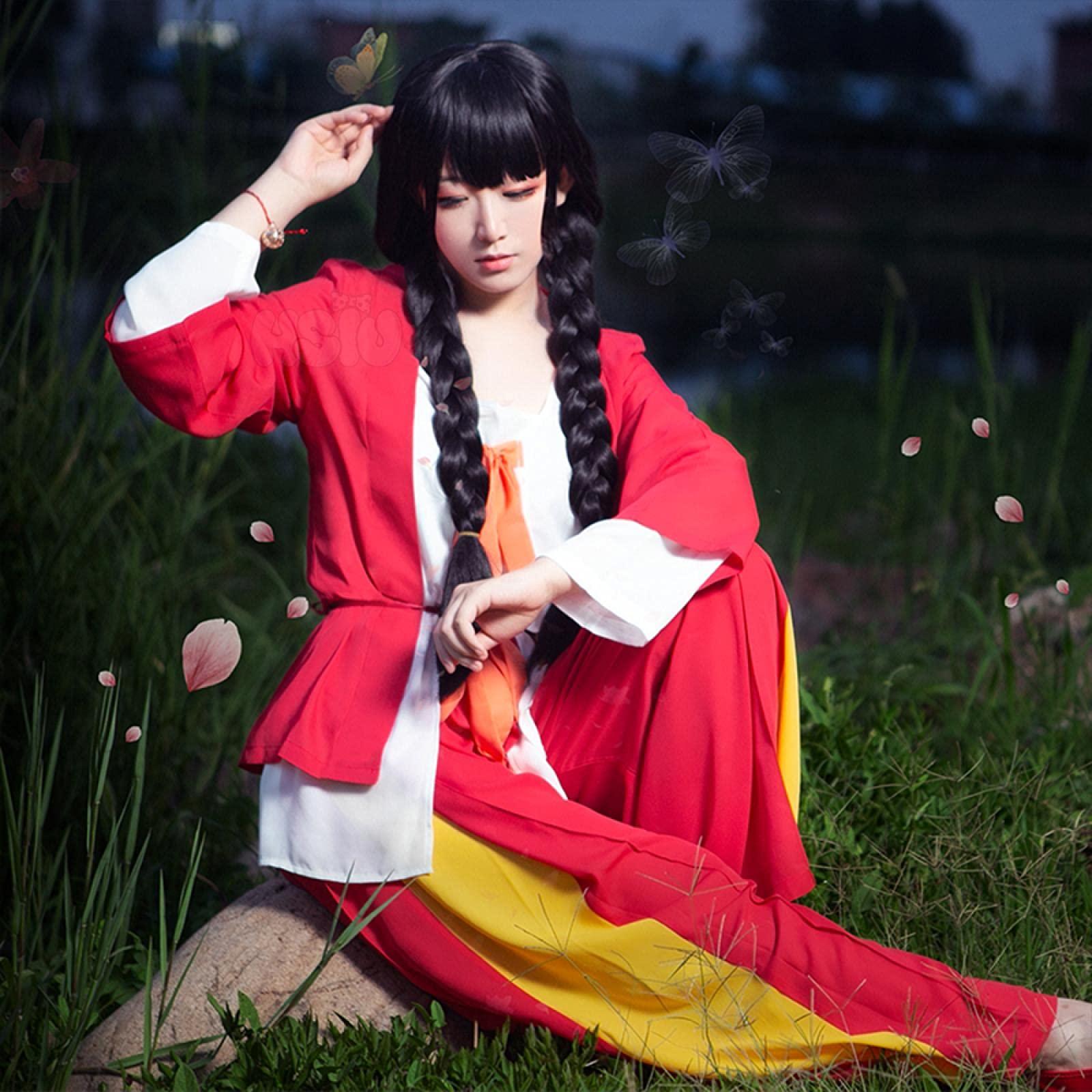 ESPADE brand hundred demon spectrum tao yao cosplay wig ancient Chinese style black double ponytail long hair Fiber synthetic Hair Coser Wig