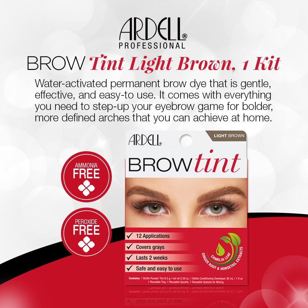 Ardell Ardell Brow Tint Kit Light Brown - Semi-Permanent Eyebrow Dye, Long-Lasting Brow Color with Natural Extracts, Complete Eyebrow Tint Set, 1 Pack