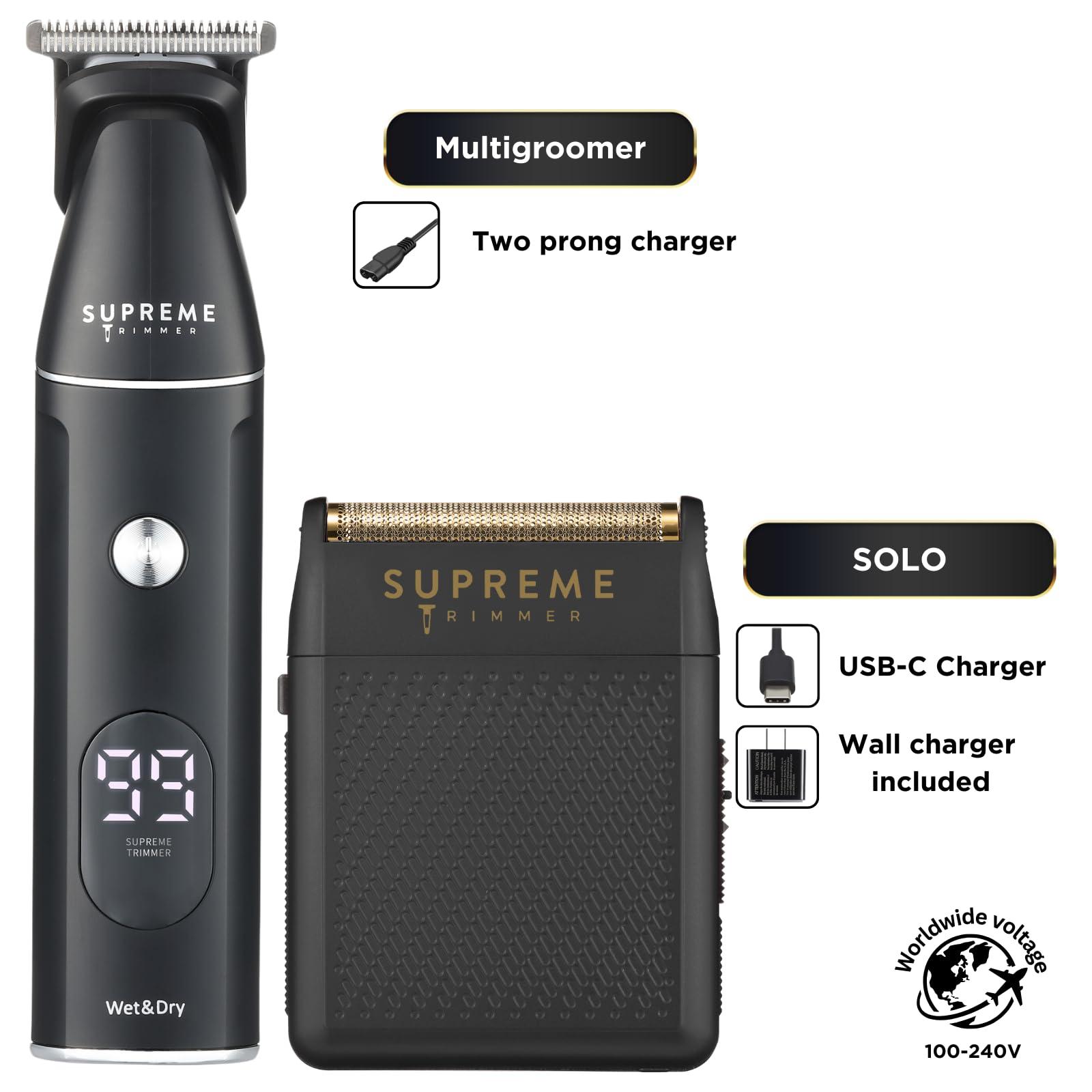 Supreme Trimmer Supreme Trimmer Multigrommer SMG3030 + Solo Foil Shaver Kit | Wet/Dry 14PC Kit All-in-one Nose, Ear, Head & Face Precision Beard Trimmer | Pocket Shaver for Barbers & at Home Use