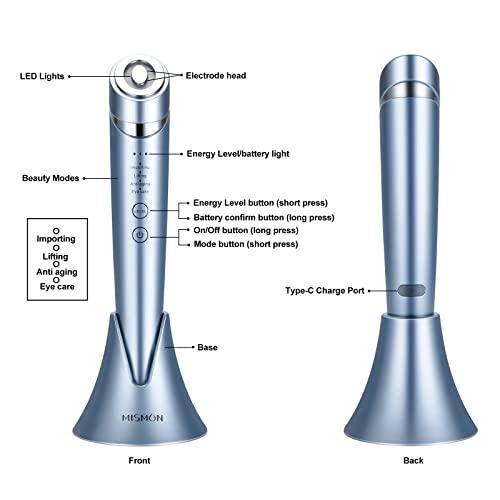 MiSMON MiSMON High Frequency Facial Machines, 4 in 1 Facial Massager Micro-Current Light Therapy Device for Face