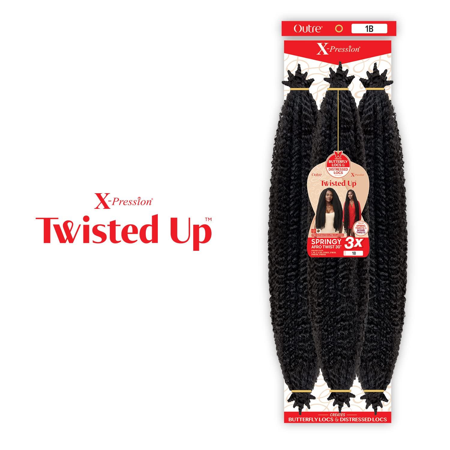 Sun Taiyang Outre Crochet Braids X-Pression Twisted Up 3X Springy Afro Twist 30" (3-PACK, 1B)