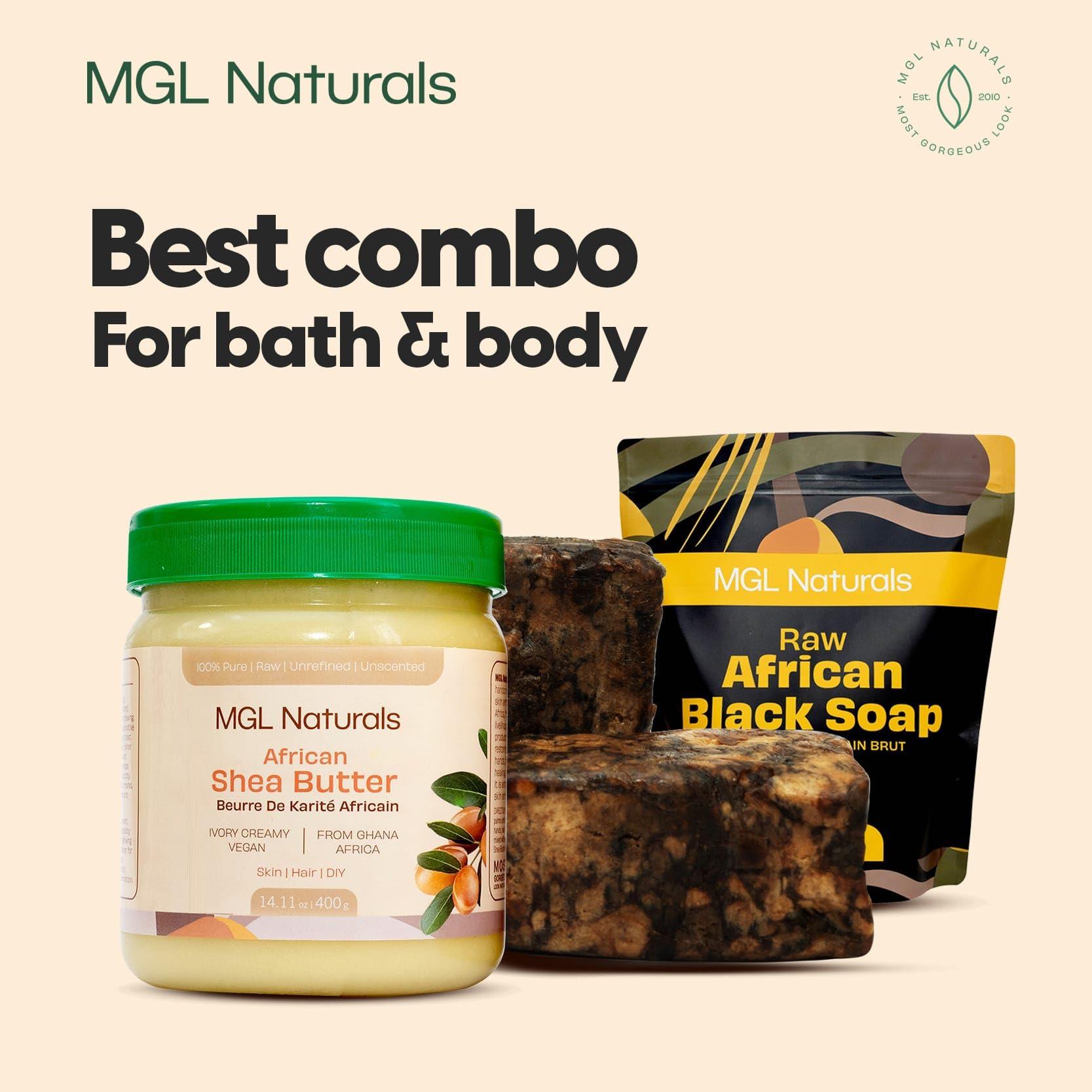 MGL Naturals MGL Naturals Best Organic African Black Soap, 1 lb, For Acne, Eczema, Dark spots, Rashes & Blemish from Ghana, Africa. Face and body deep cleanse wash. For skin conditions (1 lb)