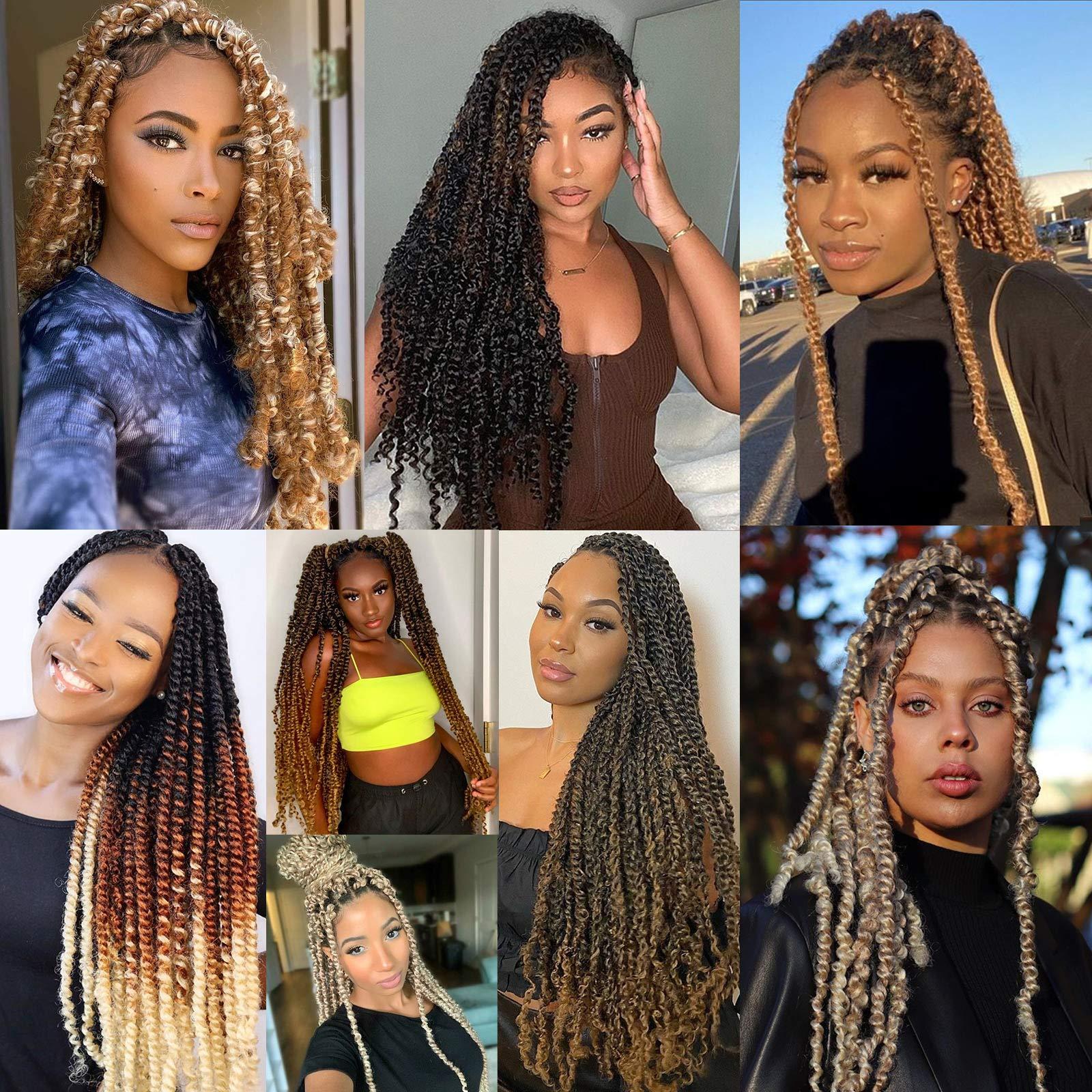Leeven Leeven 7 Packs 24 Inch Copper Red Passion Twist Hair for Butterfly Locs Long Bohemian 350# Water Wave Passion Twists Crochet Braiding Hair 18 Strands/Pack Hot Water Setting Synthetic Braids Hair