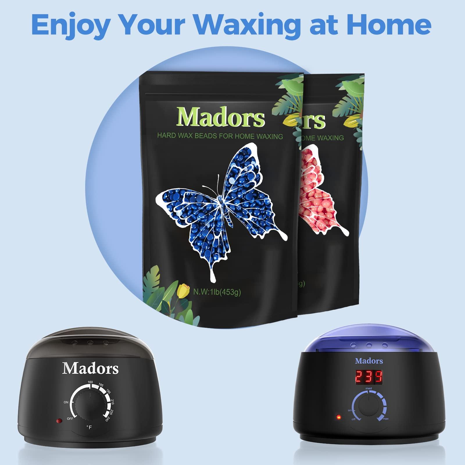 Madors Madors Hard Wax Beads for Hair Removal -1lb/16oz Wax Beans Kit with 10 Wax applicator Sticks for Full Body, Facial, Brazilian Bikin,and legs