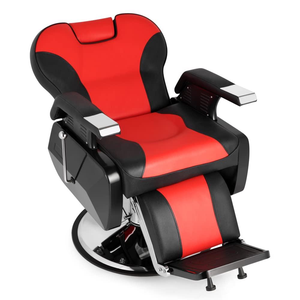 HopeHope Barber Chairs for Barbershop Barber Chairs Reclining Barber Chair Salon Chair for Salon Equipment Tattoo Chair Black,Beauty Chair Artist,Salon Chair Red and Black (110 x 72 x 95-110.5) cm (L x W x H)