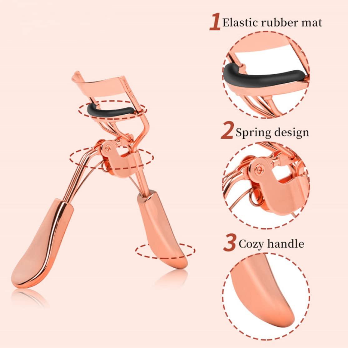 XUEYEGONGJI Eyelash Curler with Comb Metal Lash Curler with 2 Refill Pad Precision Lash Curling Tool for Women Girl Eye Makeup Tool Lash Curler with Comb