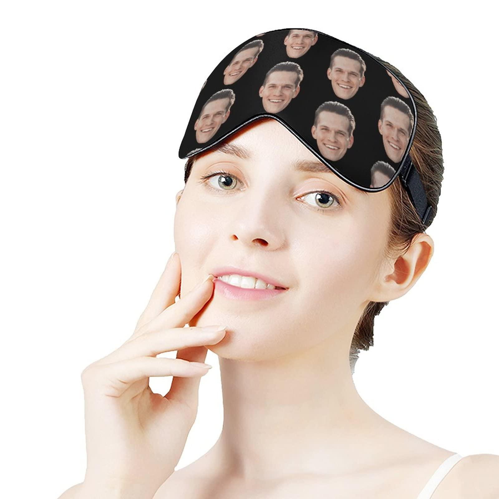 Pruoyi Custom Sleep Mask Personlized Eye Mask Design Your Own Picture Text Adjustable Soft Eye Masks Eyeshade Blindfold for Women Men Airplane Travel Sleeping (Style1)