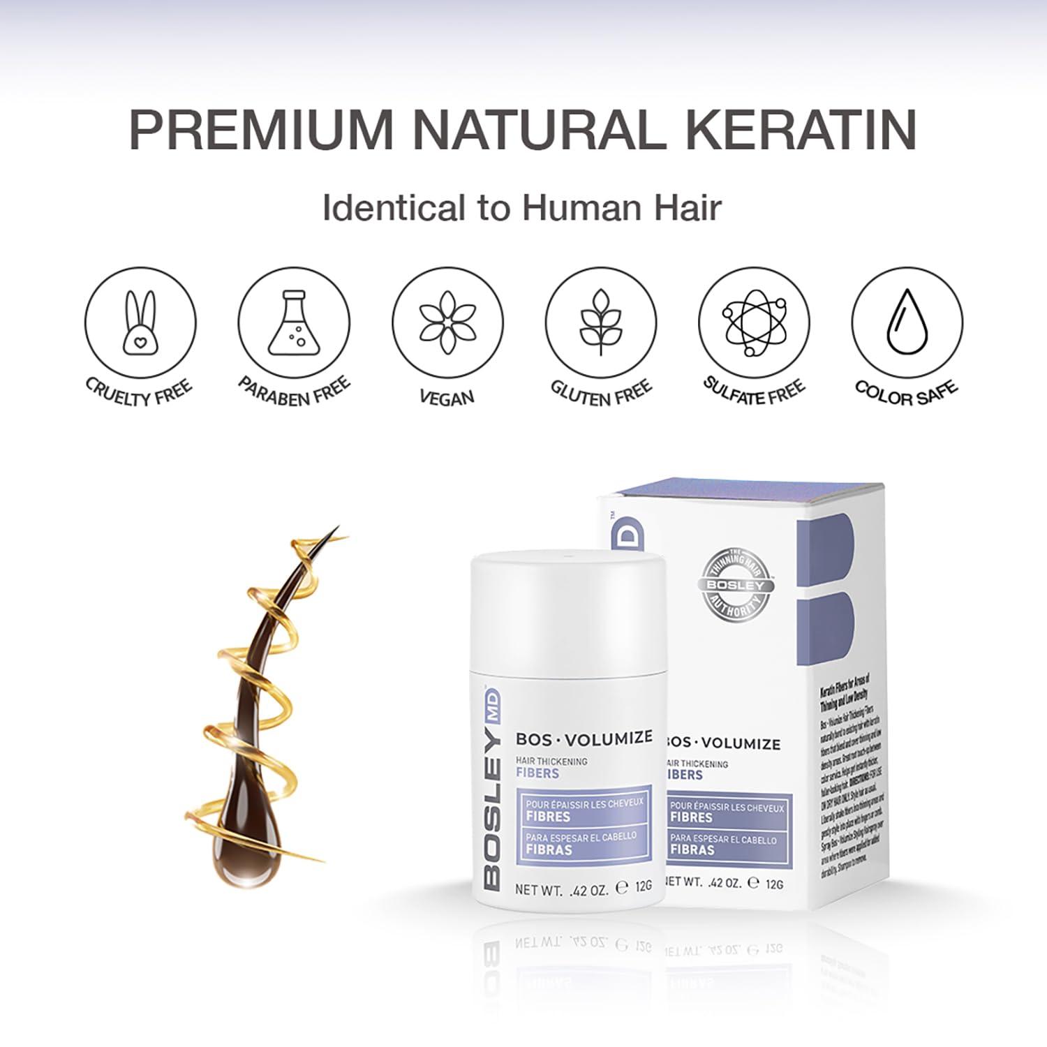 BosleyMD Bosley Professional Strength Hair Thickening Fibers, Dark Brown, 0.42 Ounce (Pack of 1)