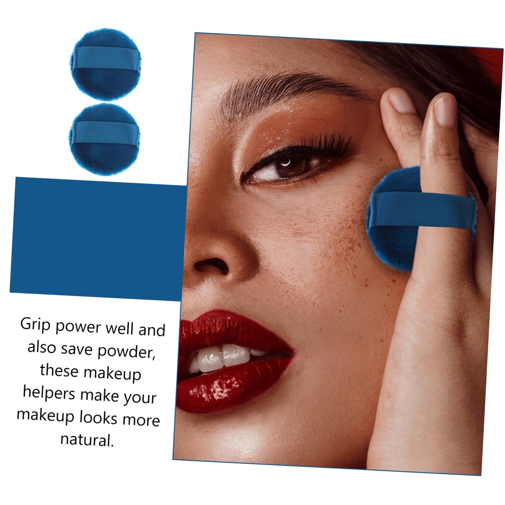 Ipetboom Ipetboom 4 Pcs Powder Puff Face Puff Body Puff Powder Container with Puff Sponge Puff Fluffy Powder Makeup Pads for Pressed Velour Powder Dispenser Makeup Puff Velvet Puffs Plush Blue