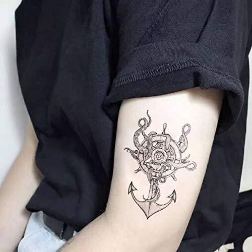 SanerLian SanerLian Anchor Ship Temporary Tattoo Sticker Waterproof Fake Tatoo Men Women Adult Boys Teens Body Art 10.5X6cm Set of 12 (SF032)