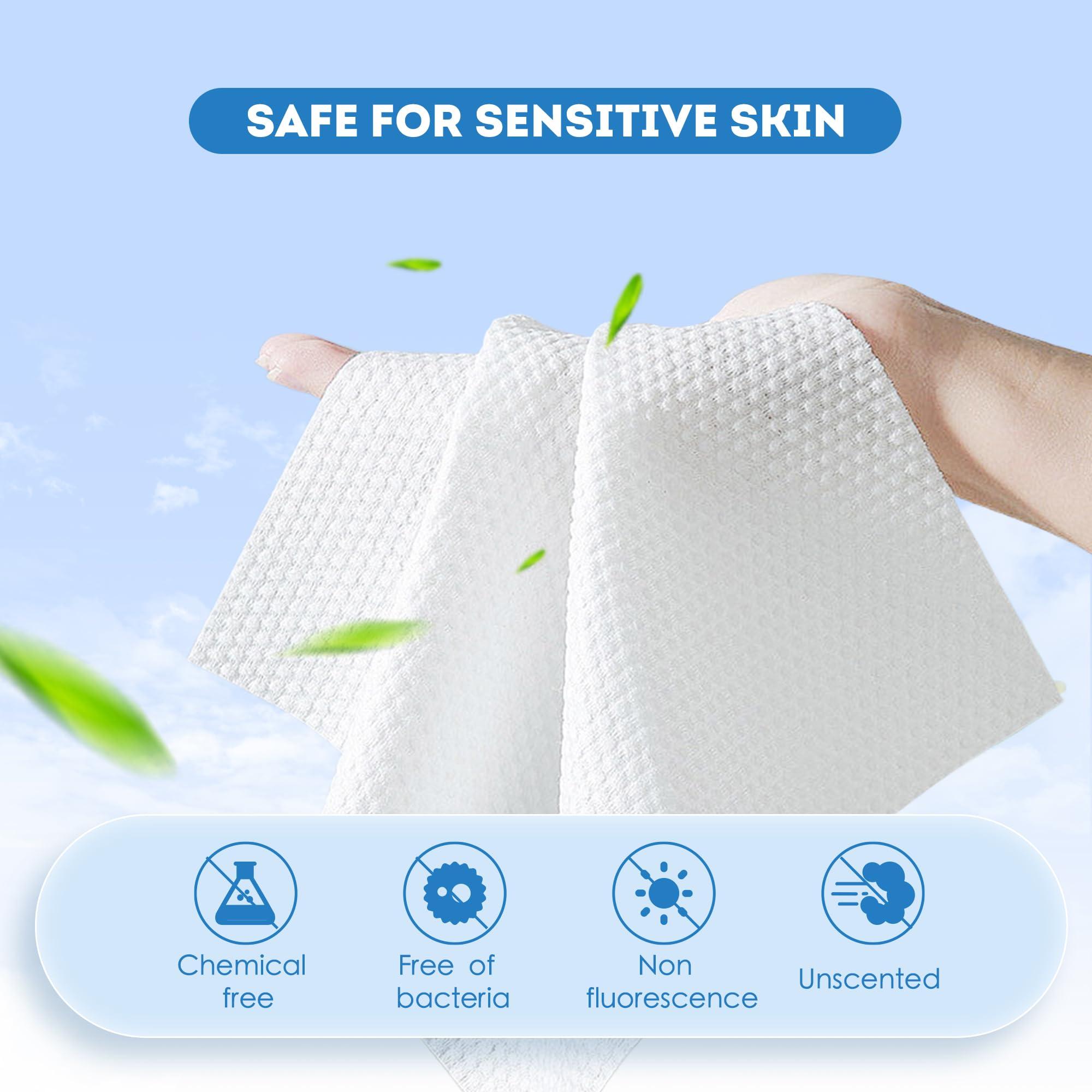 ourmed life Ourmed Life Face Towels - Ultra Thick Versatile Disposable Biodegradable face towel for Sensitive Skin | Lint-Free Facial Tissue for Cleansing, Skincare, Makeup Removal & Dry Wipes, 240 Count
