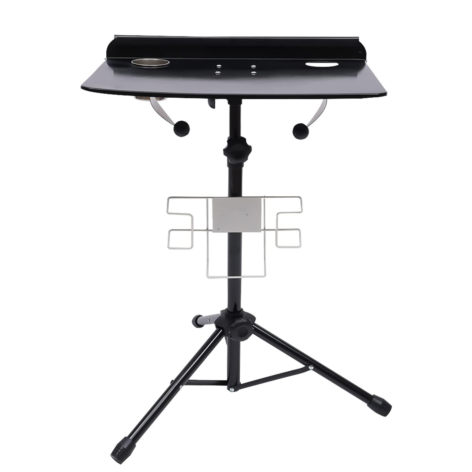 LiFuJunDong Adjustable Tattoo Work Station Arm Rest Stand Iron Tattoo Display Stand Workstation Fixed Desktop With Removable Back Tray For Salon, Studio, Shop, Beauty Salon, 61-107cm Black