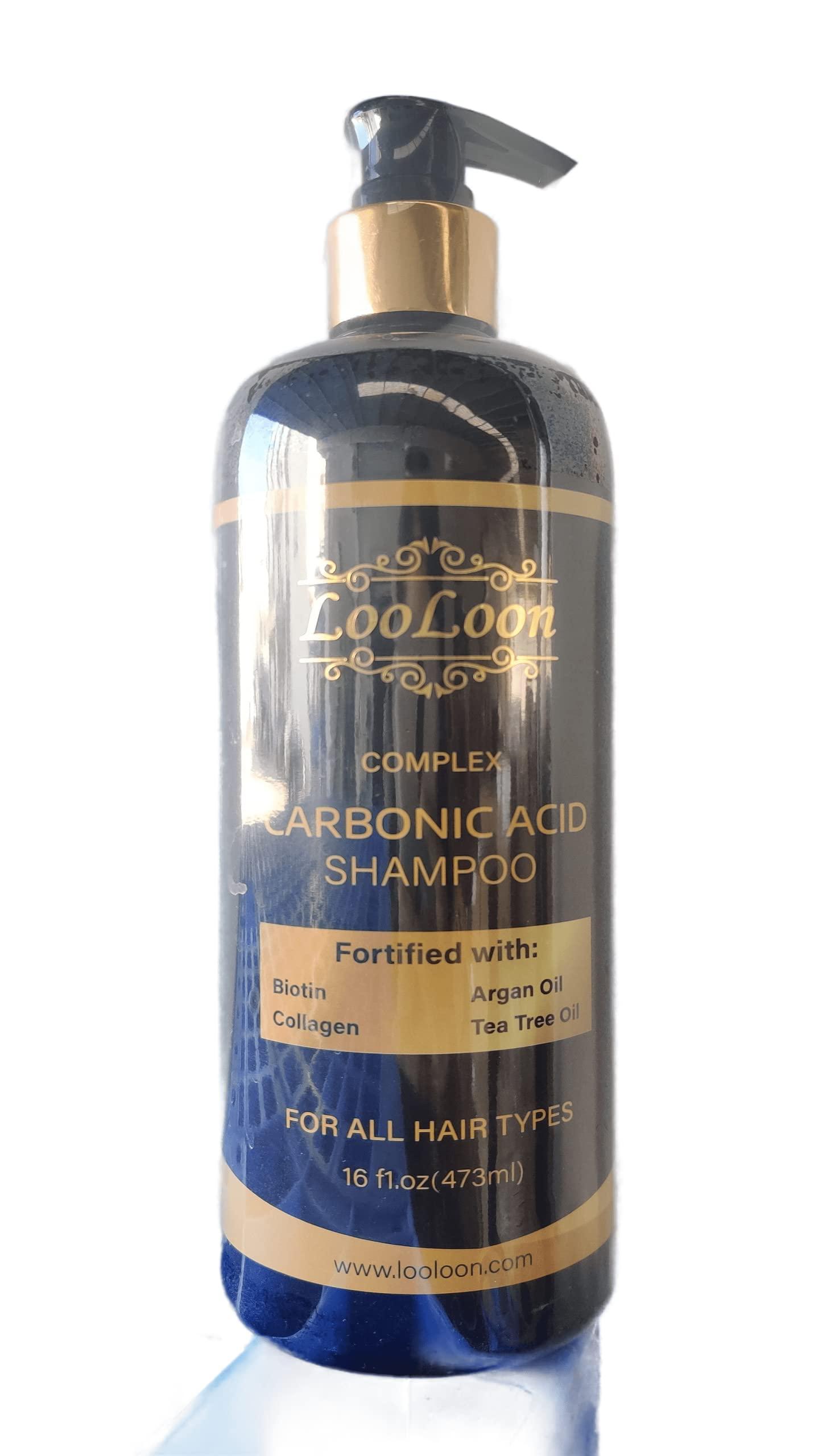 LooLoon Carbonic Acid Shampoo for Men and Women, 16.9 Oz X 2 Bottles: Carbonic Acid Shampoo for Hair Growth Fortified with Biotin, Collagen, Tea Tree Oil, and Argan Oil; Anti-hair Loss Carbonic Acid for Men and Women