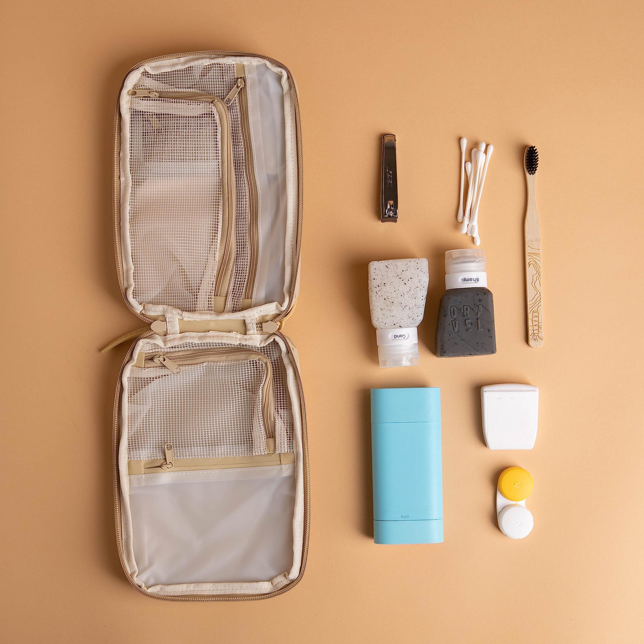 Gravel Gravel Hanging Toiletry Bag  Water-Resistant Dopp Kit for Men & Women (Sand, Slim)