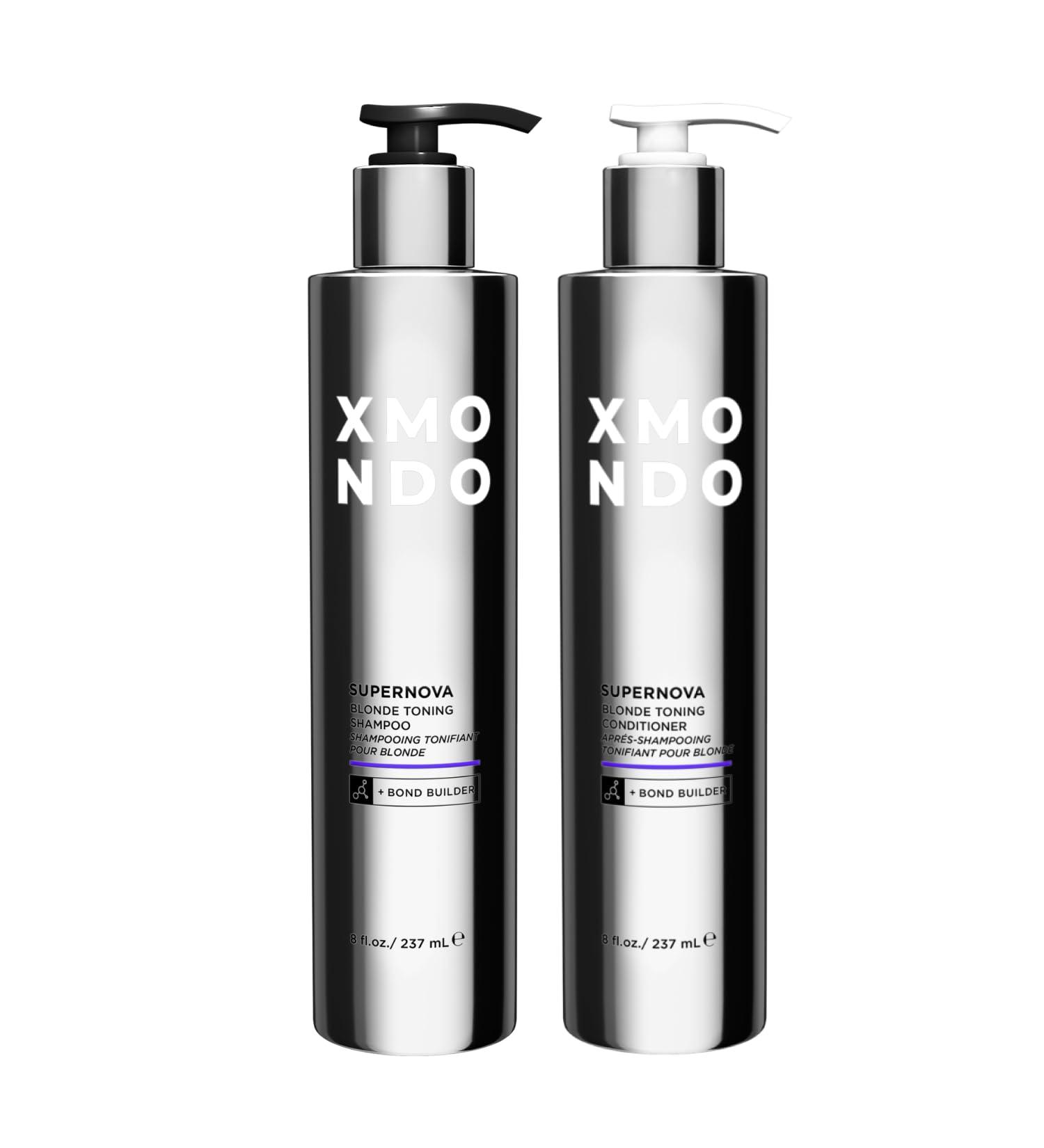 XMONDO XMONDO Hair Supernova Blonde Toning Shampoo & Conditioner Bundle | Vegan Formula with Vegetable Proteins, Jojoba Oil, and Violet Pigments to Reduce Yellow Tones in Blonde Hair, 8 fl Oz, 2pc Set
