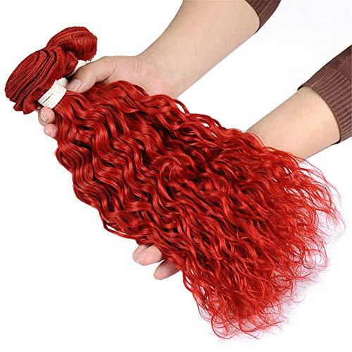Tony beauty hair Pure Red Peruvian Wet Wavy Human Hair Weave Bundles 4Pcs Lot Bright Red Water Wave Virgin Human Hair Bundles Red Colored Wet and Wavy Human Hair Wefts Extensions 10-30" (14 14 16 16)