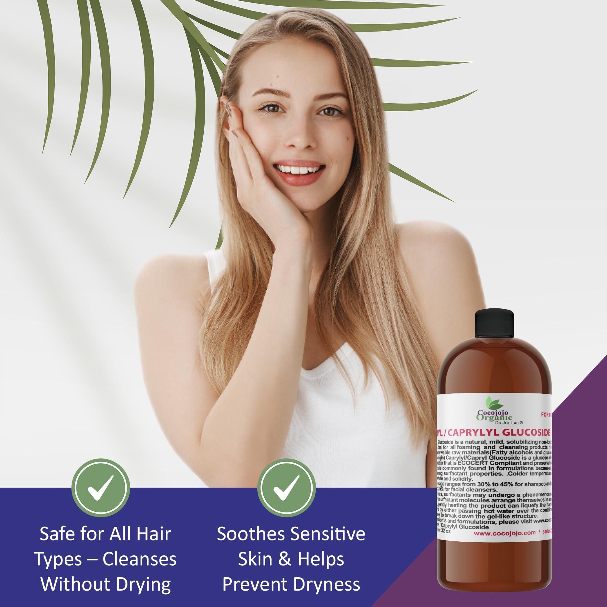 Dr Joe Lab Dr Joe Lab Capryl Glucoside Liquid Surfactant - Caprylyl Natural, Plant Derived - DIY Skin Care - Shower Gels, Foaming, Body Soap, Shampoos Baby Products Face Cleansers - COCOJOJO (32 oz)