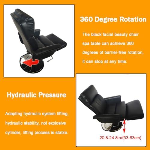 INTBUYING INTBUYING Beauty Bed Chair Black Hydraulic Pressure Facial Bed Spa Table Salon Chair Adjustable Salon Massage Bed Chair 360 Degree Rotating for Beauty &Home Office Chair Max Load 440lb