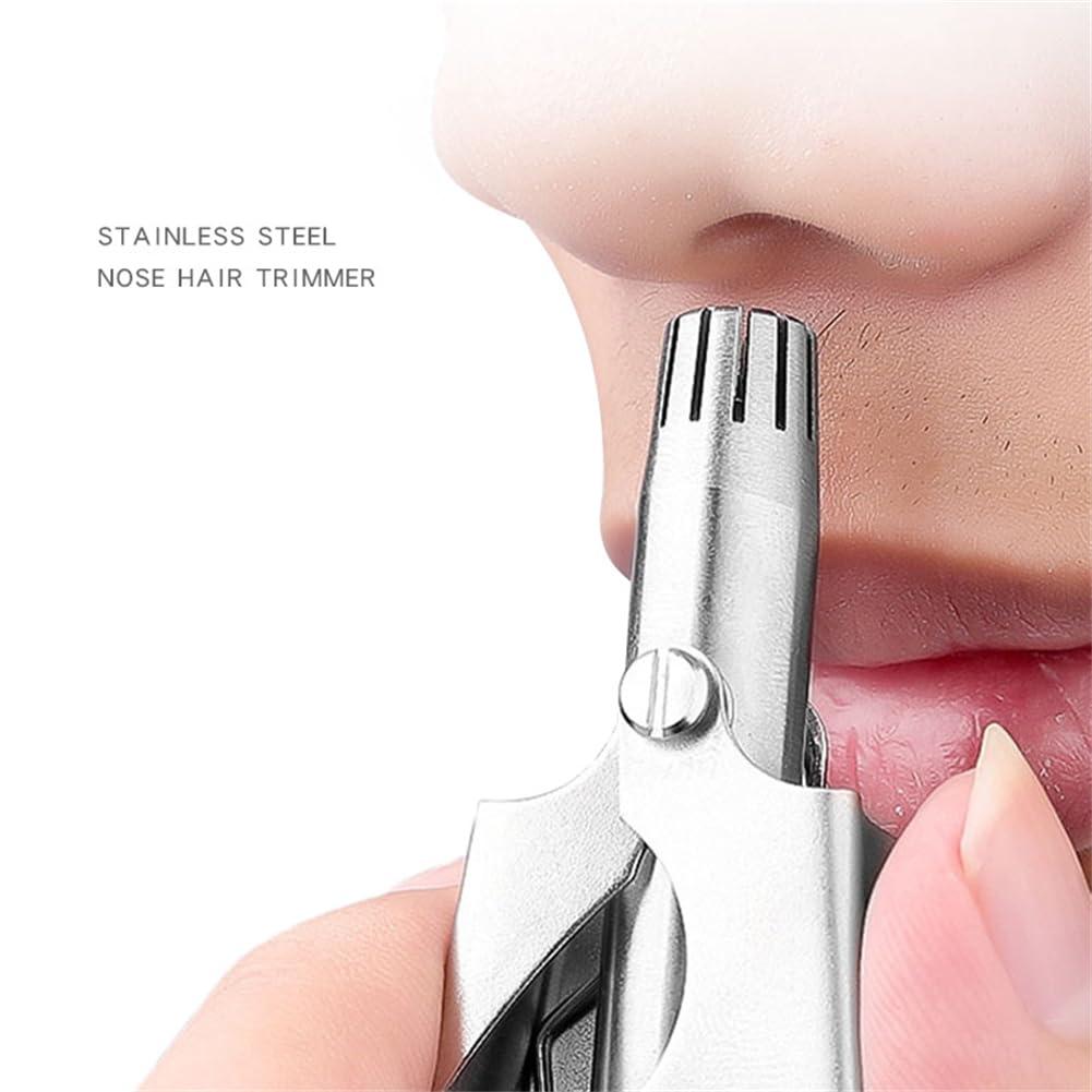 WELANGBN WELANGBN Manual Nose Hair Trimmer for Man & Woman,Trimmer for Nose,Ear,Moustache and Whiskers Hair,Waterproof,Stainless Steel with Brush,Nasal ClippersComes with a Cleaning Brush, Silver