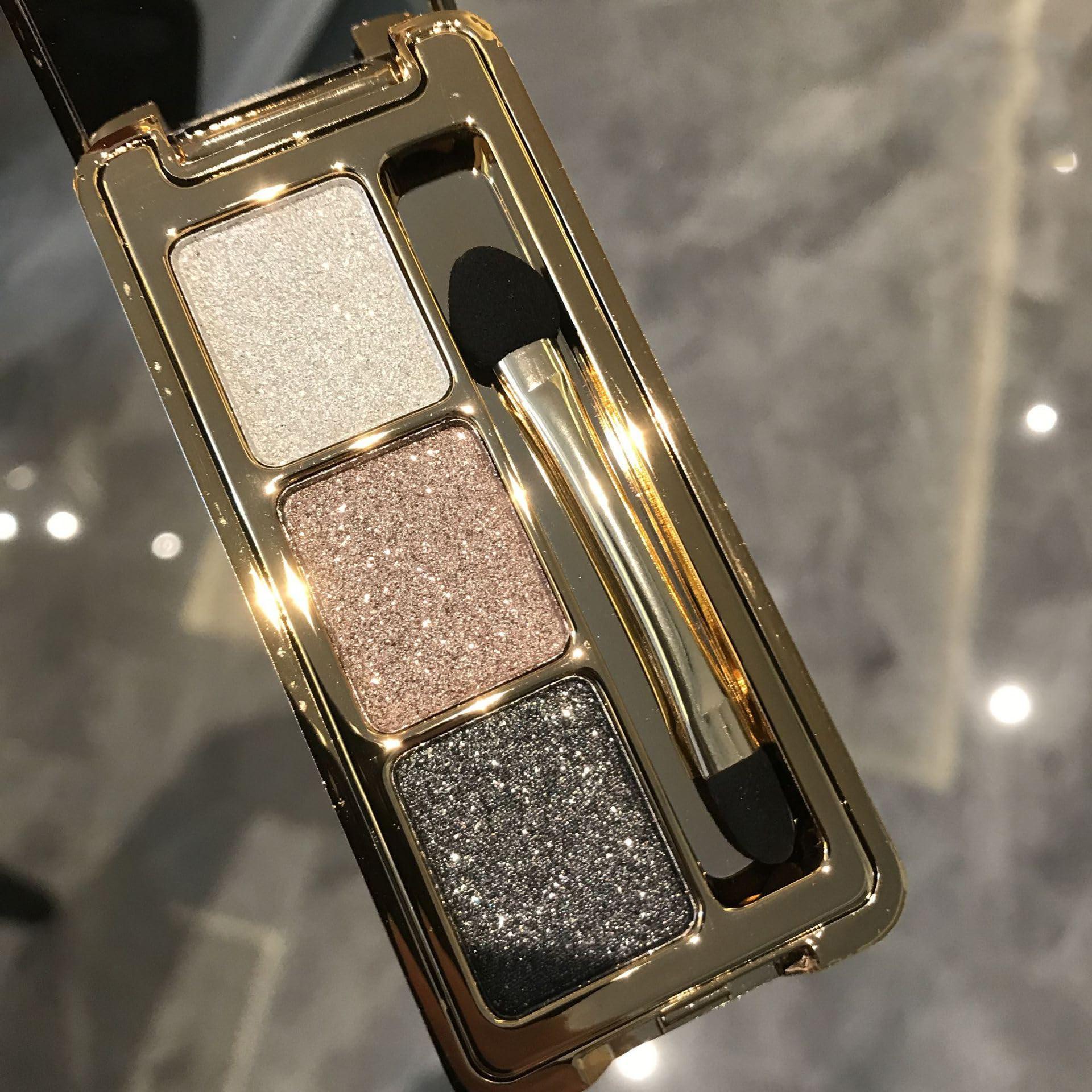 Impeccablery Glitter Eyeshadow Palette,3 Colors Shimmer Eyeshadow Palette Gold Eyeshadow Highly Pigmented Long Lasting Waterproof Sweatproof Eye Shadow Palette Makeup for Women Eye Shadow Palette Makeup (5#)