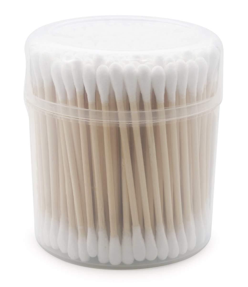 EcoQuality Wooden Cotton Swabs Dual Tip (600 Count Per Pack) - Biodegradable Cotton Buds, Dual Cotton Tipped Eco Friendly, Made with 100% Wood Great for Makeup, Ears, Cleaning (5 Pack)