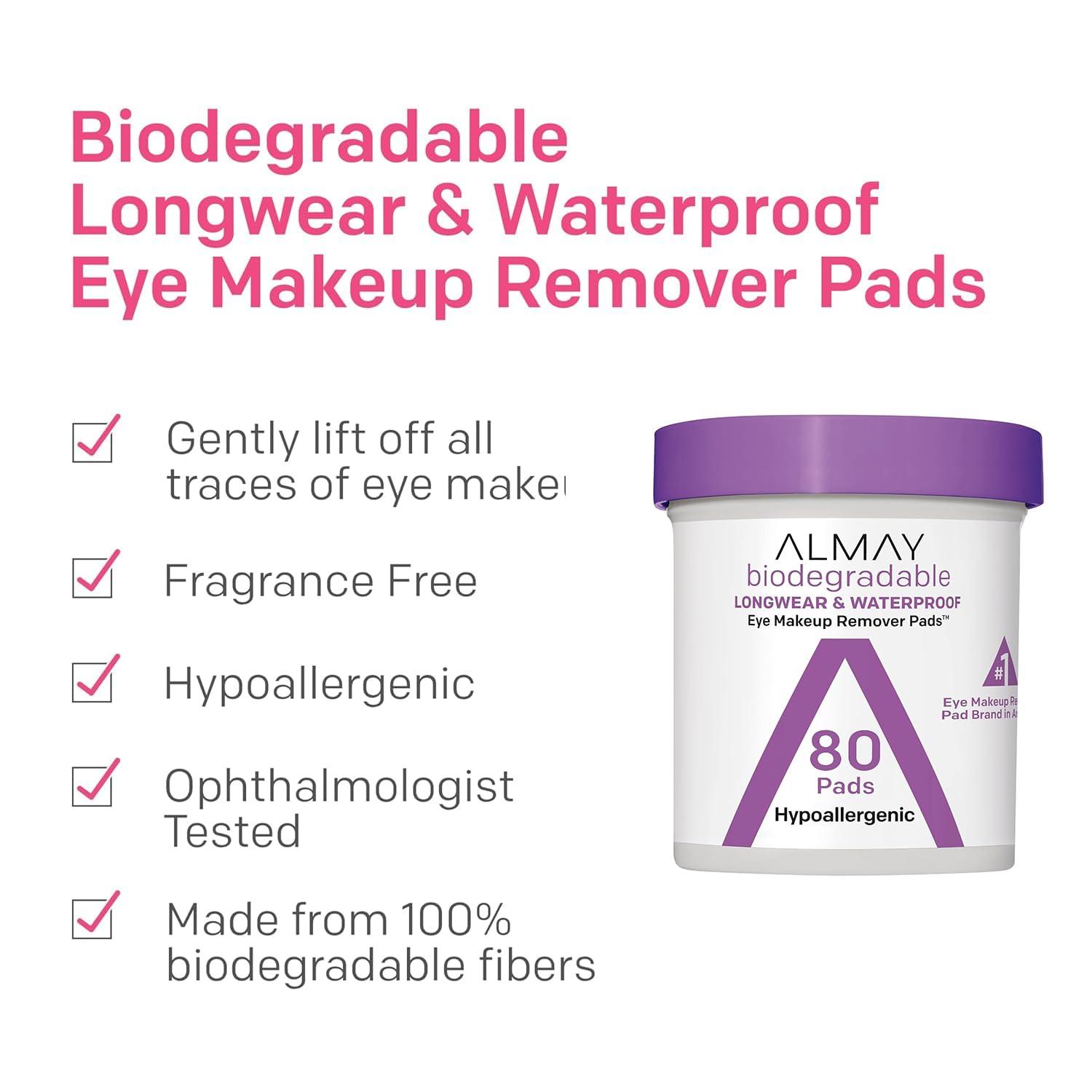 Almay Almay Longwear and Waterproof Eye Makeup Remover Pads, 80 Count (Pack of 4)