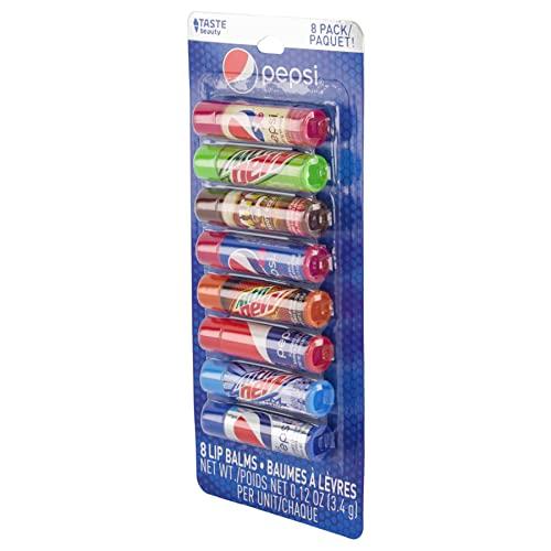 Taste Beauty Taste Beauty Pepsi 8 Pack Lip Balm (Pepsi Cherry Vanilla, Mountain Dew, Mug, Pepsi Wild Cherry, Classic Pepsi, Mountain Dew White and Live Wire, Diet Pepsi)