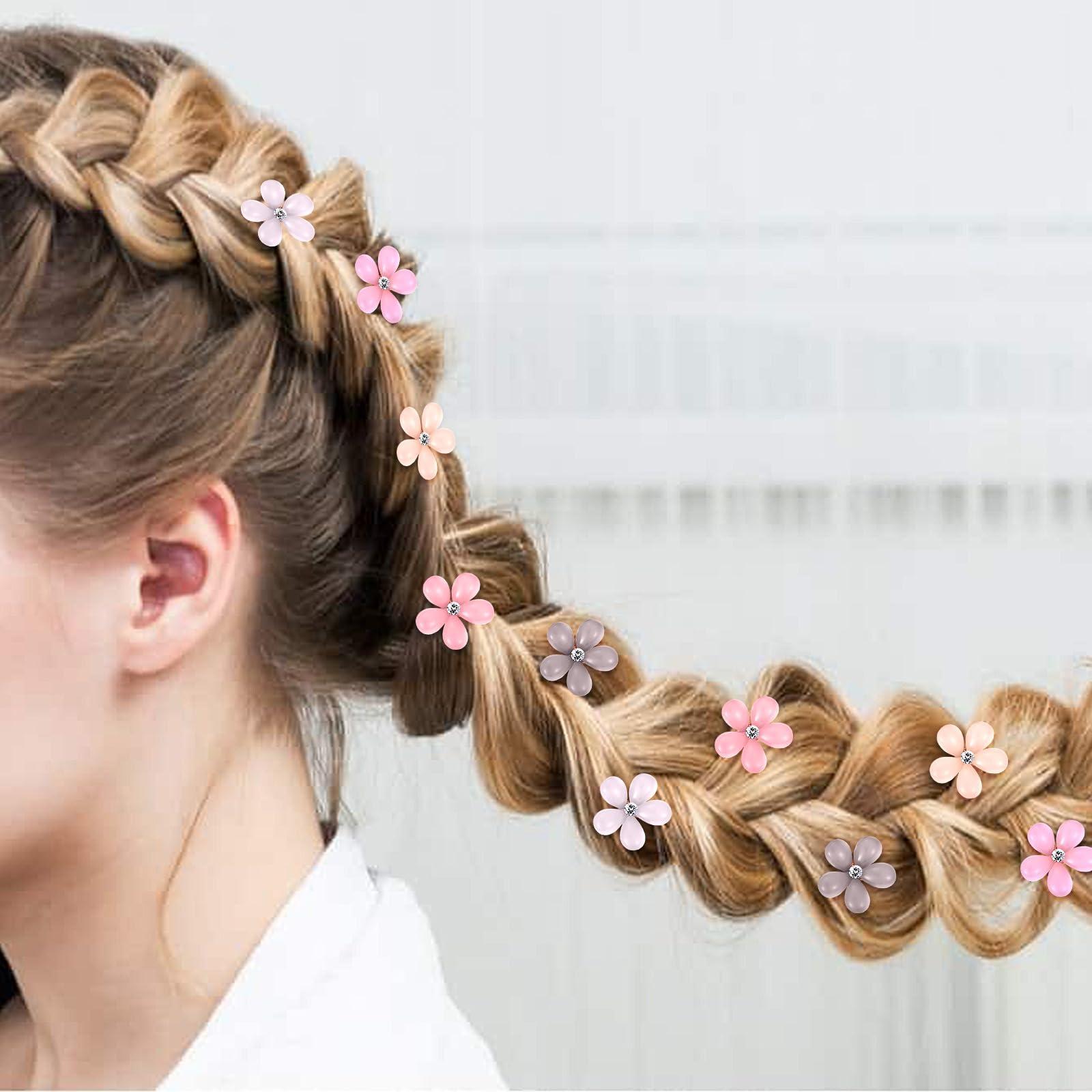 ITingstere 10Pcs Small Hair Claw Clips for Teens Women Mini Flower Hair Clips with Crystal Cute Metal Hair Pin Sparkling Barrettes for Sweet Bangs Nonslip Side Clip Hair Accessories