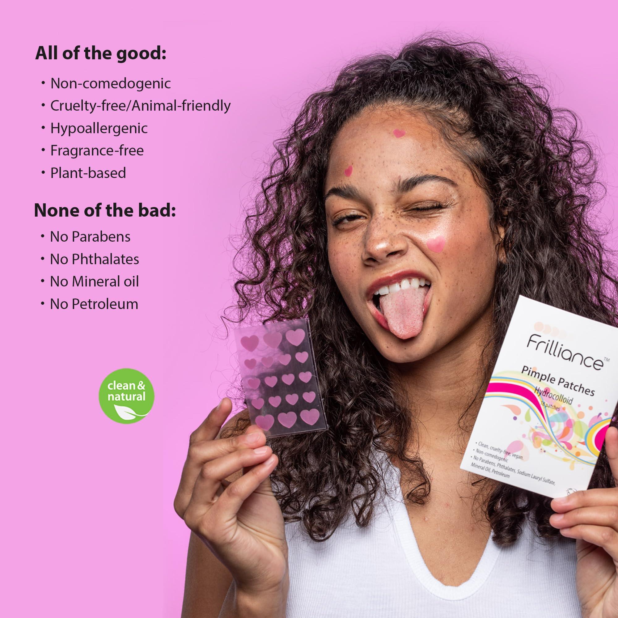 Frilliance Frilliance Pink Heart Shaped Hydrocolloid Acne Pimple Patches for Zits and Blemishes (18 Count, 2 Sizes) Spot Treatment Stickers for Face & Skin, Vegan and Cruelty Free