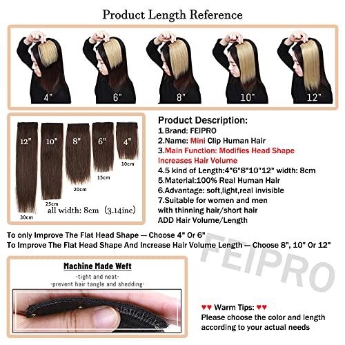 FEIPRO FEIPRO Short Mini Clip In Hair Extensions Real Human Hair Silky Straight Weft for Women With Thinning Hair Short Hair Easily add Hair Volume Thick Natural Invisible 6 Inch #1 Jet Black