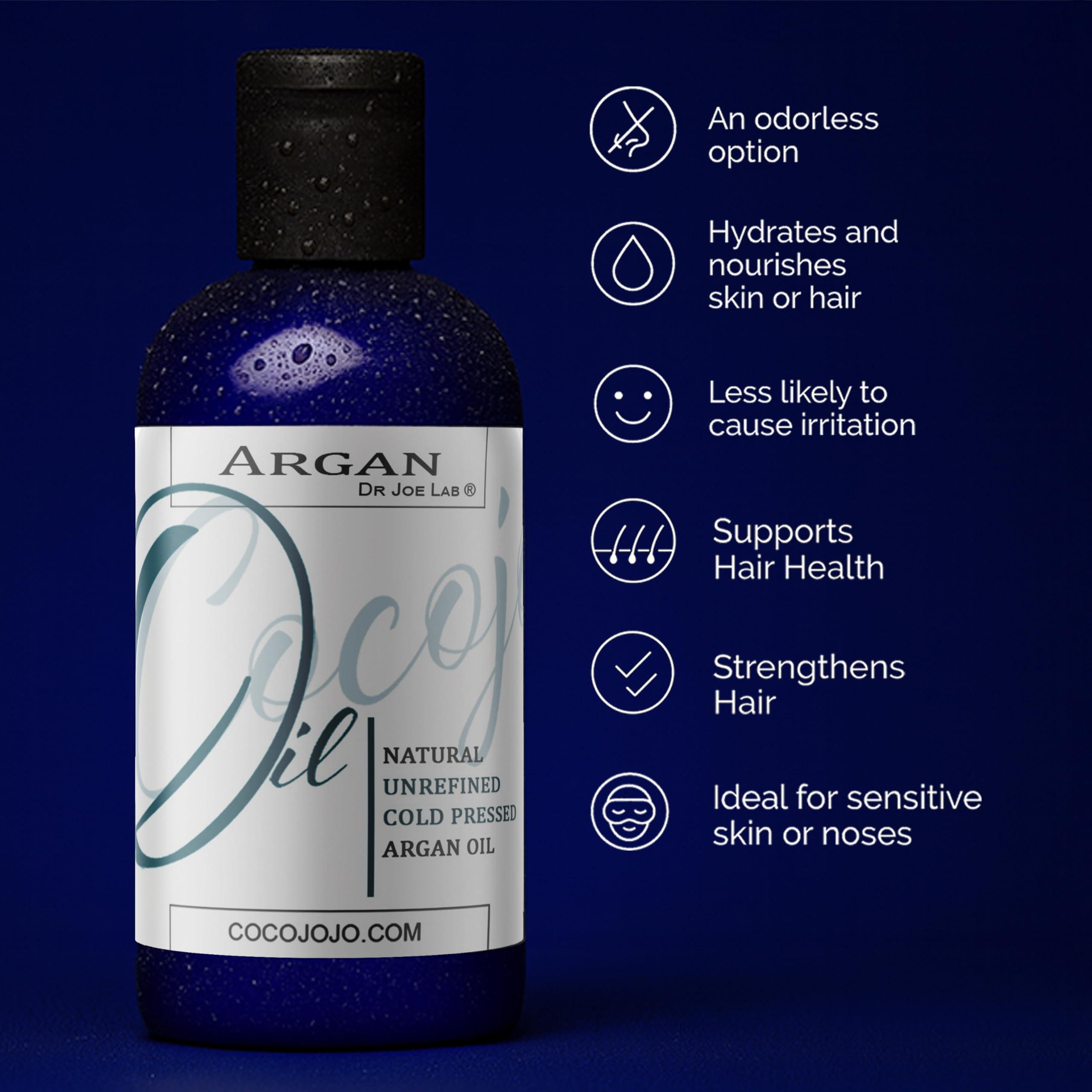 Dr Joe Lab Dr Joe Lab Argan Nut Oil 8 oz Pure Natural Moroccan Argon Nut Unrefined Cold Pressed Extra Virgin - for Hair Skin Body Nail and Beard - Moisturizing, Soothing, Hydrating, & Nourishing Marrakesh Oil