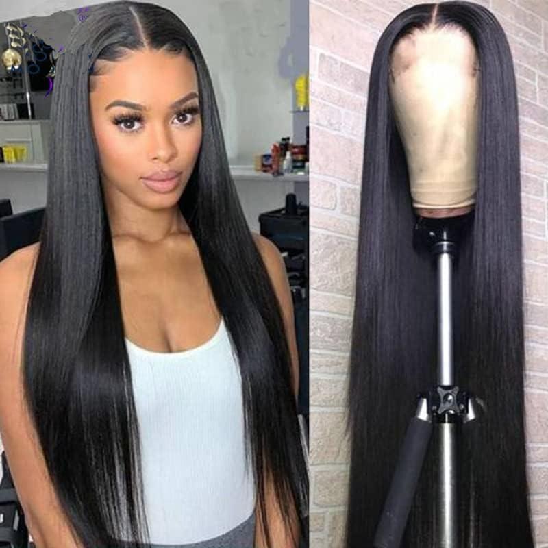 RJ HAIR RJ HAIR Silk Base Full Lace Human Hair Wigs Transparent Straight Silk Top Full Lace Wig Pre Plucked Invisible Bleached Knots (20inch, 150% Density)