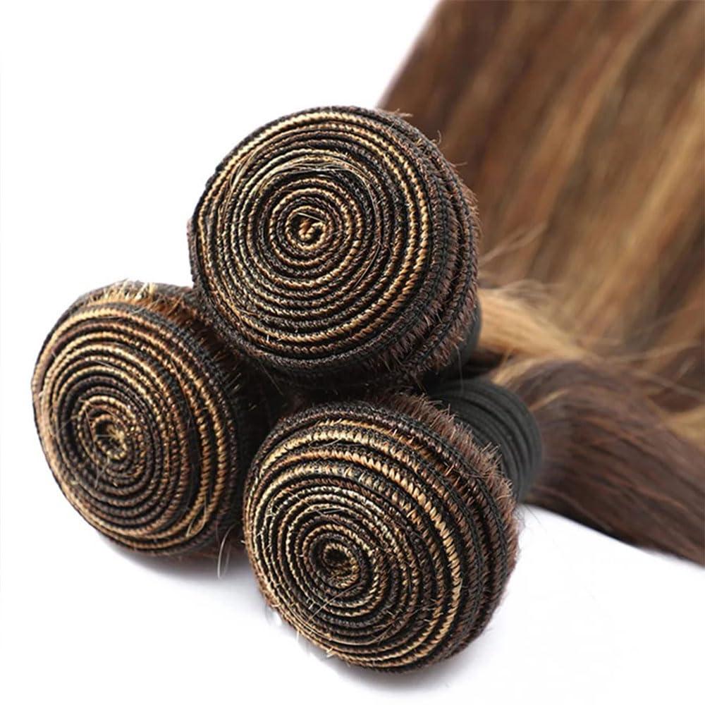 ZevPiul Honey Blonde Bundles Highlight Human Hair Bundles 22 22 22 Inch Ombre Blonde Body Wave 3 Bundles Brazilian Virgin Human Hair Bundles Two Tone Brown and Honey Blonde Bundles
