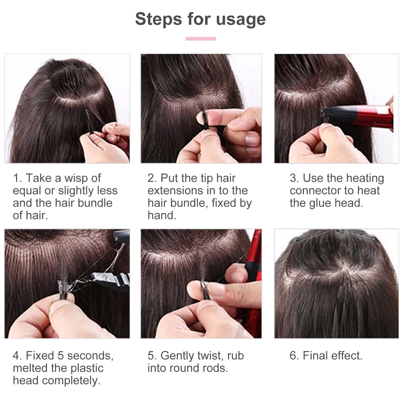 Fiunkes Heat Hair Extensions Heat Iron, Professional Heat Fusion Hair Extensions Tool, Glue Melting Heat Hair Connector Wand Keratin Bonding Tools Temperature Constant for C/U/I/Flat Tip