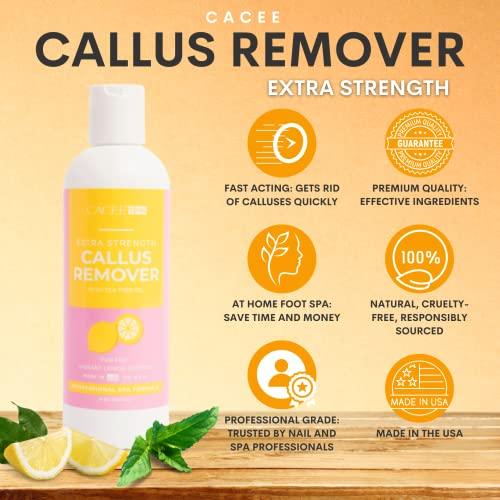 Cacee Cacee Callus Remover (8oz) and Corn Cutter Foot File Set for Feet, Gel Formula with Tea Tree Oil & Lemon Scent, Works Great with Foot Scrubber, Foot File, or Pumice Stone, Callous or Corn Remover