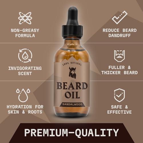 Striking Viking Striking Viking Scented Beard Oil Conditioner for Men - Natural Organic Formula with Tea Tree, Argan and Jojoba Oils - Softens, Smooths, and Strengthens Beard Growth (2 Fl Oz (Pack of 1), Sandalwood)