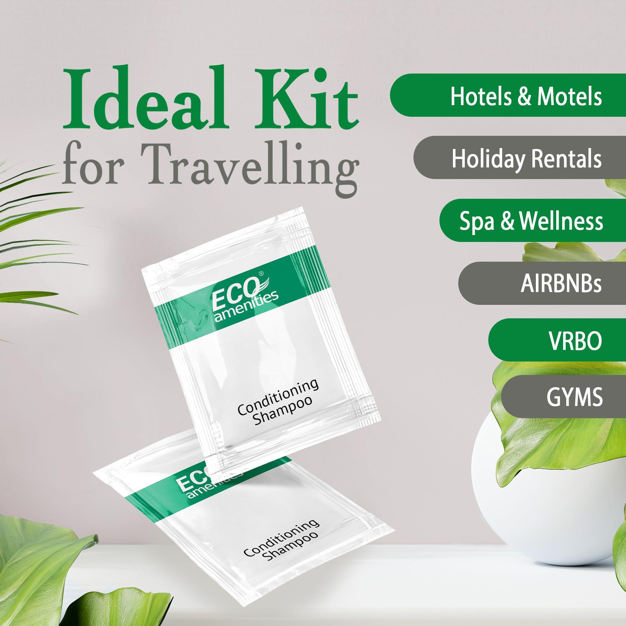 ECO amenities ECO Sachet Individually Wrapped Travel Toiletries, Bulk Mini Hotel Shampoo and Conditioner 2in1 10ml (100 pk)