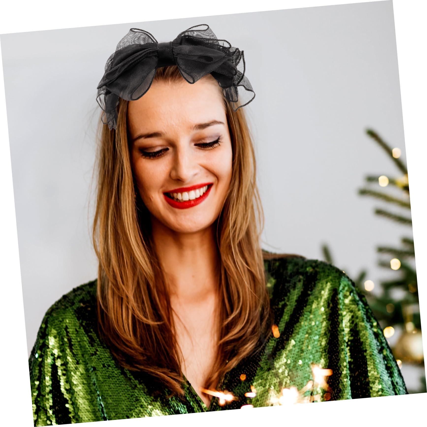 SHERCHPRY SHERCHPRY Black Headband With Bow, Bow Knot Headbands Bow Hair Hoop Cosplay Party