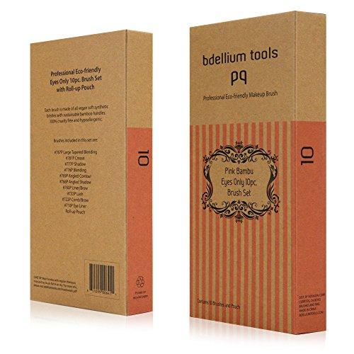 BDELLIUM TOOLS Bdellium Tools Professional Makeup Brush Pink Bambu Series - Eyes Only 10pc. Brush Set with Roll-Up Pouch
