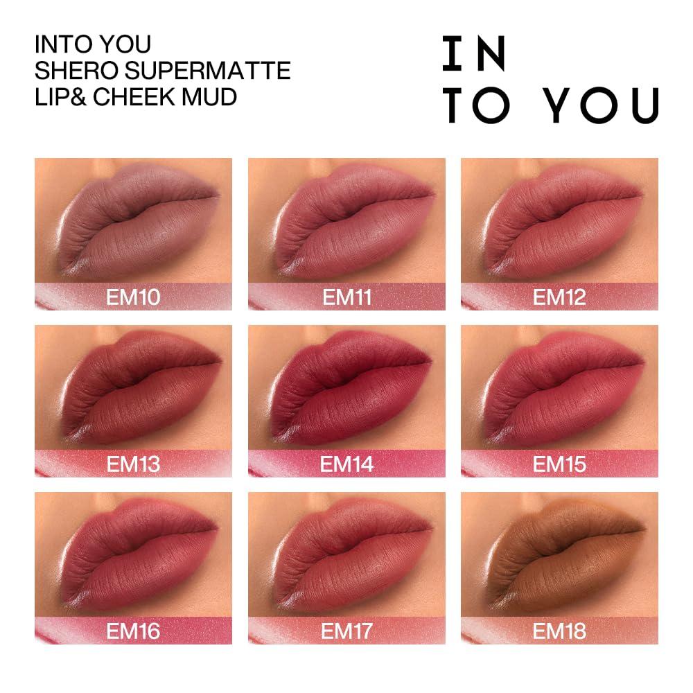 INTO YOU INTO YOU Matte Lipstick, Super Stay Lipstick for Women, Waterproof, Long Lasting Lipstick, High Impact Lipcolor with Lightweight Lip Mud Texture, Dual-use for Lips and Cheek, Red Lipstick (EM112)