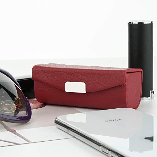 Beautyflier Beautyflier Women’s Soft PU Leather Lipstick Case Holder with Mirror Rectangle Makeup Travel Cases for Purse Lipstick Holder (Red Lychee Pattern)