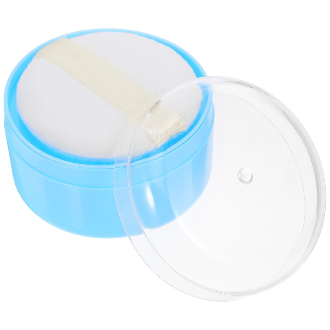 Beavorty Body Powder Puff Sponge Box Blue Powder Powder Puff case talcum Powder Puff case Powder Applicator Container with Puff After-Bath Powder Puff Container