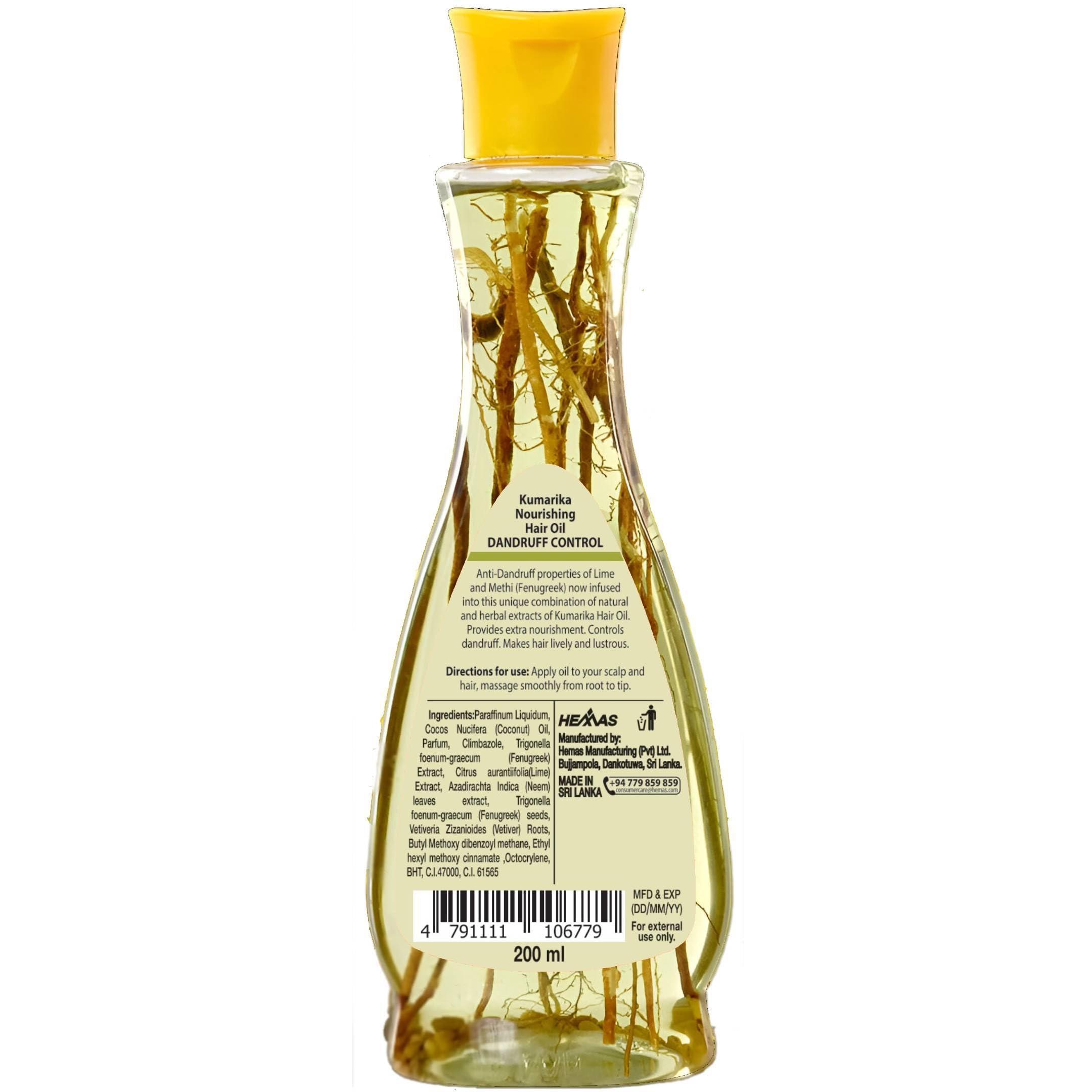 Kumarika Kumarika Nourishing Hair Oil Dandruff Control - For Anti dandruff scalp treatment hair oil for dry damaged hair. 100% Natural extracts, for dry itchy scalp with dandruff, 7 oz