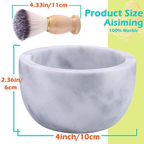 aisiming aisiming Marble Shaving Bowl for Shaving Soap & Cream, Shave Soap Cup Keep Warm Better, Produce Rich Foam Shaving Mug, Easy to Lather, Shaving Cup Gift for Men(White Grey)