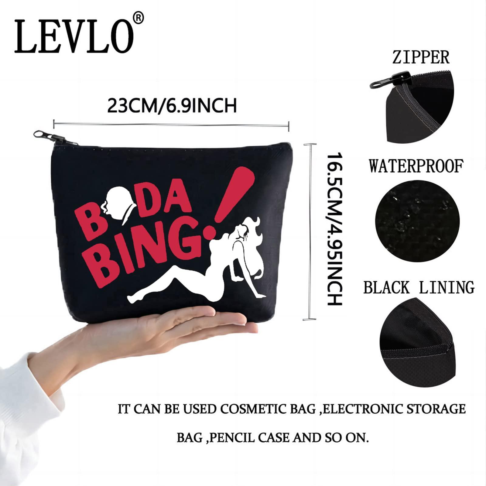 LEVLO LEVLO Sopranos TV Show Cosmetic Make Up Bag Tony and Carmela FansGift Bada Bing Sopranos Makeup Zipper Pouch Bag For Friend Family (Bada Bing Black)