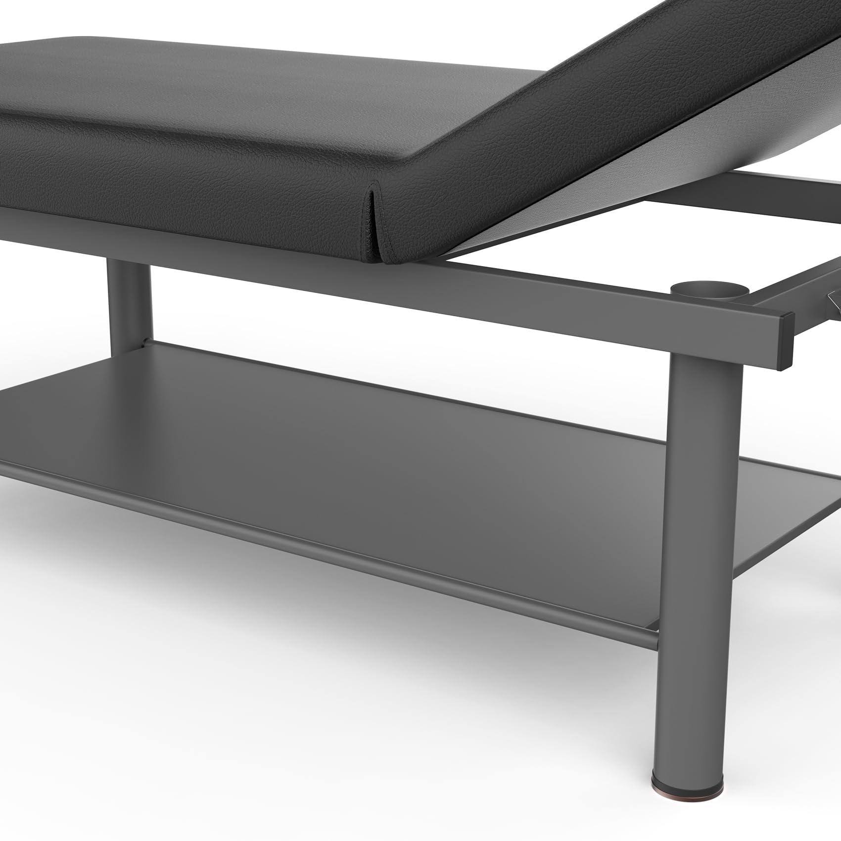 pouseayar pouseayar Heavy Duty Professional Stationary Massage Bed Wide Stationary Massage Table with Backrest for Treatment Table Physical Therapy Table Facial Bed, Metal Frame PU Leather