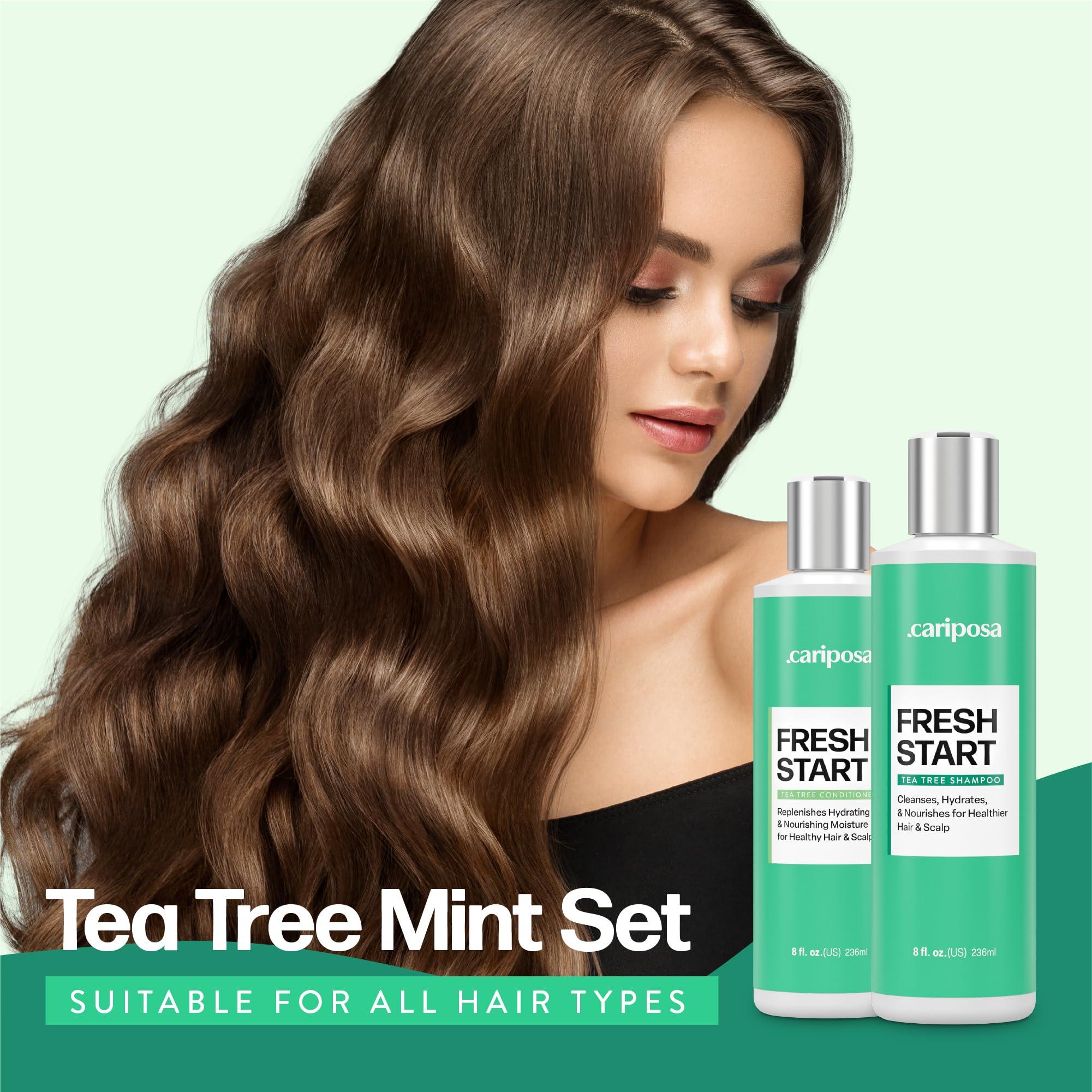 Cariposa Beauty Cariposa Beauty Tea Tree Shampoo and Conditioner Set - Paraben & Sulfate Free Dandruff Shampoo for Women & Anti Dandruff Conditioner for Flake Free Hair & Scalp - Promotes Hair Growth & Healthy Scalp